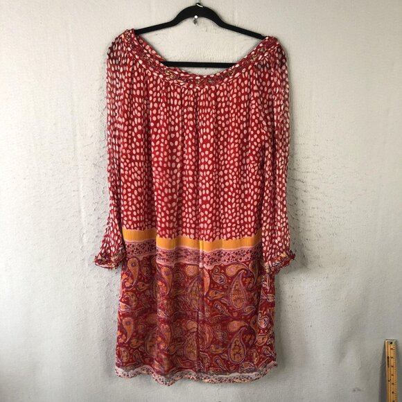 Paul Ropp Dress Womens Size 3 Red White Polka Dot Paisley Boho Rayon Indonesia - Picture 2 of 16